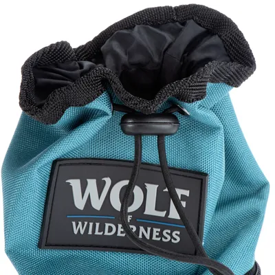 Wolf of Wilderness sacchetto per alimenti in tessuto resistente con coulisse, ideale per conservare snack.