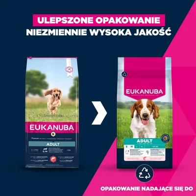 Eukanuba Premium Nutrition Adult Small & Medium Breed, łosoś - 12 kg