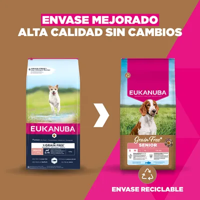 Eukanuba Grain Free Senior Small & Medium pescado de mar - 12 kg