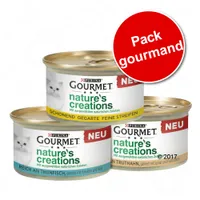 Gourmet Nature's Creations Mini bouchées lot 3 saveurs 36 x 85 g pour chat - lot 3 saveurs : poulet, dinde et thon