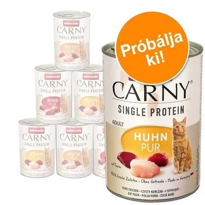 Animonda Carny Single Protein macskaeledel konzerv, Huhn Pur, Rind Pur, Pute Pur változatok. Narancssárga kör: Próbálja ki! Animonda Carny Single Protein macskaeledel konzerv, Huhn Pur, Rind Pur, Pute Pur változatok. Narancssárga kör: Próbálja ki!