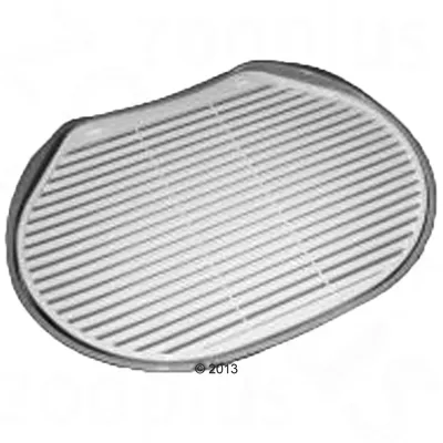 Plastic tray with raised slats, designed to allow liquid to drain below the surface. Suitable for use as a base or insert in pet-related products. Plastic tray with raised slats, designed to allow liquid to drain below the surface. Suitable for use as a base or insert in pet-related products.