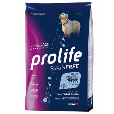 Dog Prolife Adult M/L Grain Free Sole Fisch & Kartoffel 10 kg