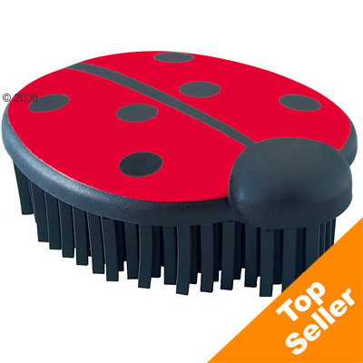 Щётка с резиновыми зубьями в форме божьей коровки, надпись на оранжевой ленте: Top Seller Щётка с резиновыми зубьями в форме божьей коровки, надпись на оранжевой ленте: Top Seller