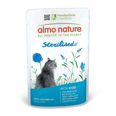 Almo Nature Holistic Sterilised pour chat cabillaud 6 x 70 g