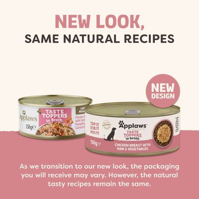 Applaws Taste Toppers i bouillon, nyt emballagedesign. Naturlige opskrifter forbliver uændrede. Emballagen kan variere.