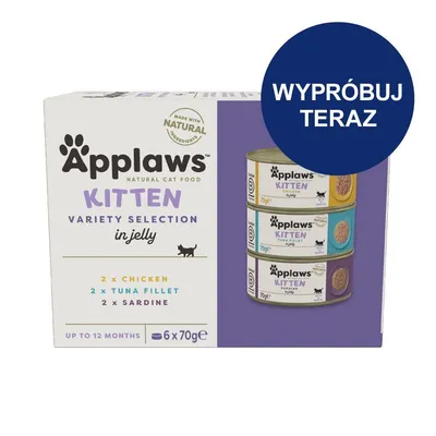 Applaws Kitten Variety Selection in jelly, 6 x 70 g: 2 x chicken, 2 x tuna fillet, 2 x sardine. Dla kociąt do 12 miesięcy. Wypróbuj teraz. Applaws Kitten Variety Selection in jelly, 6 x 70 g: 2 x chicken, 2 x tuna fillet, 2 x sardine. Dla kociąt do 12 miesięcy. Wypróbuj teraz.
