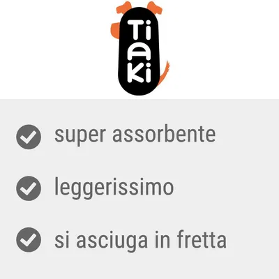 Tiaki, super assorbente, leggerissimo, si asciuga in fretta