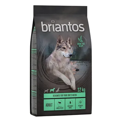 Briantos Adult cibo per cani, 12 kg, ricetta senza cereali, agnello e patate, crocchette semi-umide, alimentazione equilibrata.