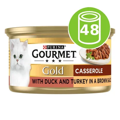 Gourmet Gold Casserole with duck and turkey in a brown sauce, 48 cans pack