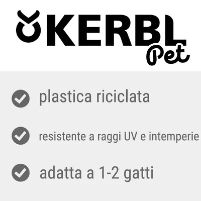 KERBL Pet, plastica riciclata, resistente a raggi UV e intemperie, adatta a 1–2 gatti