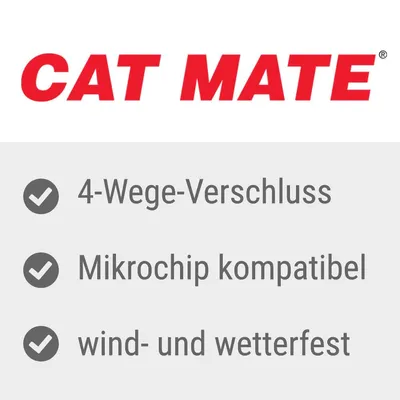 CAT MATE. 4-Wege-Verschluss, Mikrochip kompatibel, wind- und wetterfest. Texte en allemand. CAT MATE. 4-Wege-Verschluss, Mikrochip kompatibel, wind- und wetterfest. Texte en allemand.