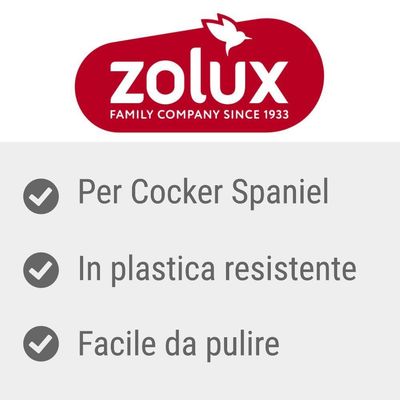 zolux FAMILY COMPANY SINCE 1933. Per Cocker Spaniel. In plastica resistente. Facile da pulire.
