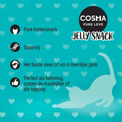 Cosma Jelly Snack 8 x 14 g - Mixpakket 1: (3 x Tonijn / 3 x Kip / 2 x Zalm)