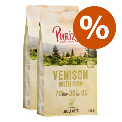 Πακέτο Δοκιμής Purizon 2 x 400 g Πάπια & Ψάρι και Ελάφι & Ψάρι (ΝΕΑ)