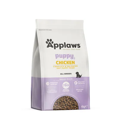 Applaws Puppy Chicken, sucha karma dla szczeniąt, 79% białka zwierzęcego, bez zbóż, wsparcie trawienia, zdrowy rozwój, opakowanie 4 kg. Applaws Puppy Chicken, sucha karma dla szczeniąt, 79% białka zwierzęcego, bez zbóż, wsparcie trawienia, zdrowy rozwój, opakowanie 4 kg.