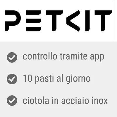 PETKIT, controllo tramite app, 10 pasti al giorno, ciotola in acciaio inox