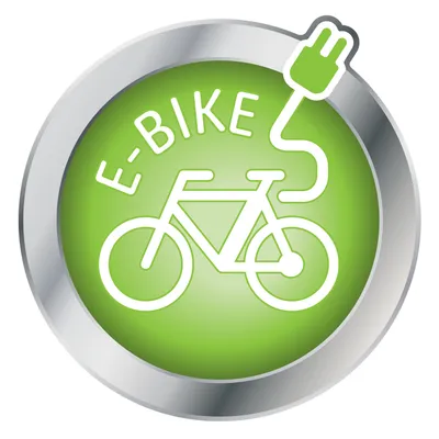 E-BIKE symbol with a bicycle and electric plug, indicating compatibility or suitability for electric bikes.
