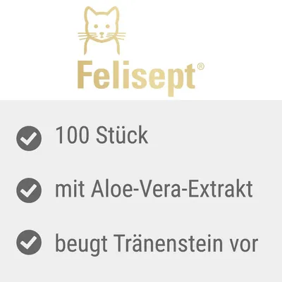 Felisept. 100 Stück, mit Aloe-Vera-Extrakt, beugt Tränenstein vor.