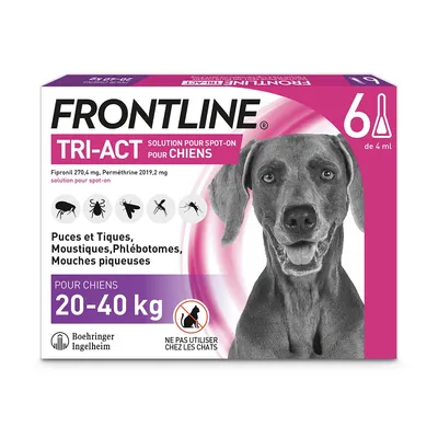 FRONTLINE TRI-ACT, 20 - 40 kg - 6 mois de protection (6 pipettes)