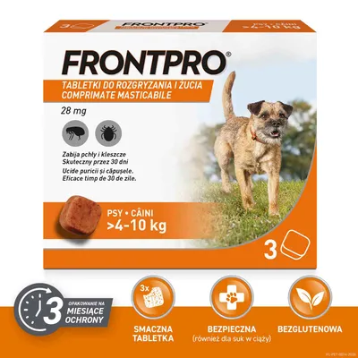 FRONTPRO® tabletki na pchły i kleszcze, dla psów od 4 do 10 kg FRONTPRO® tabletki na pchły i kleszcze, dla psów od 4 do 10 kg
