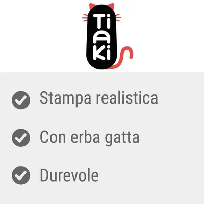 Tiaki. Stampa realistica, con erba gatta, durevole.
