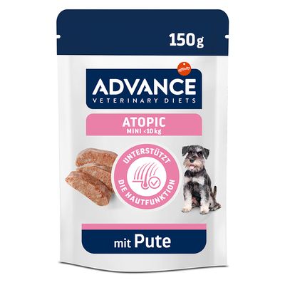Advance Veterinary Diets Atopic Mini <10kg mit Truthahn, unterstützt Hautfunktion. Packung: 1,200kg (8 x 150g). Entwickelt von Tierärzten.