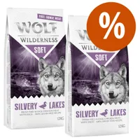 Multipack risparmio! 2 x 12 kg Wolf of Wilderness Adult Soft Crocchette semi-umide per cani - Mix: Wide Acres Pollo + High Valley Manzo