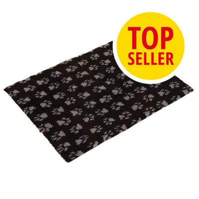 Černá podložka s šedými otisky tlapek, v pravém horním rohu žlutý kruh s červeným textem TOP SELLER.