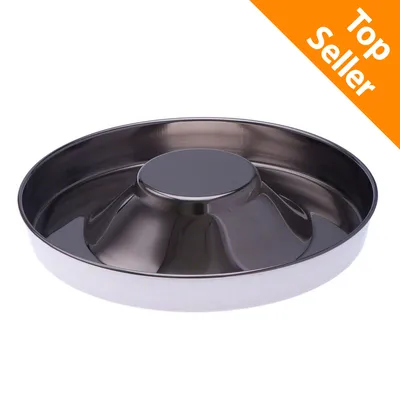 Ciotola in metallo con rialzo centrale, angolo arancione in alto a destra con testo: Top Seller Ciotola in metallo con rialzo centrale, angolo arancione in alto a destra con testo: Top Seller