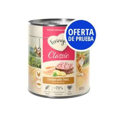 Feringa Classic Meat Menu 6 x 800 g - Pack de prueba mixto - Pack mixto I: ave, cordero y conejo, pollo y trucha