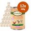 Lukullus Junior 12 x 400 g Mix (2 gusti): Cuori di Tacchino & Agnello + Pollo & Vitello