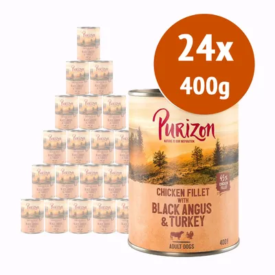 Purizon Original Adult 24 x 400 g - Mix (8 x Black-Angus & Tacchino, 8 x Agnello & Salmone, 4 x Salmone, 4 x Selvaggina & Coniglio)