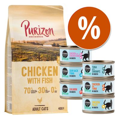 Poskusni set: Purizon 400 g & Cosma Nature 6 x 70 g Set 1: Purizon Adult piščanec & riba