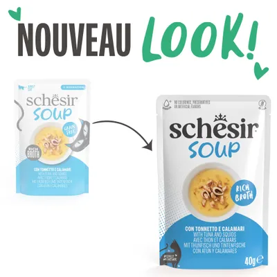 Schesir Cat Soup 12 x 40 g en sachets - thon, calmars