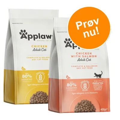 Applaws Adult Cat tørfoder, Chicken og Chicken with Salmon. Min. 80 % animal protein, grain free recipe, hypo-allergenic with prebiotic. Prøv nu! 400 g.