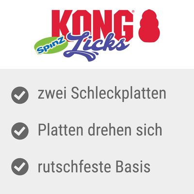 KONG Licks Spinz. Zwei Schleckplatten, Platten drehen sich, rutschfeste Basis.