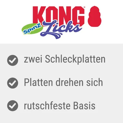 KONG Licks Spinz. Două plăci pentru lins, plăcile se rotesc, bază antiderapantă.