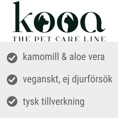 kooa THE PET CARE LINE. kamomill & aloe vera, veganskt ej djurförsök, tysk tillverkning