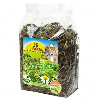 JR Farm Kräutergarten, grickalica dopunska hrana za sve glodavce, 100g. Sadrži kamilicu i druge biljke.