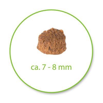 Ruoan nappula, halkaisija noin 7–8 mm, teksti: ca. 7–8 mm