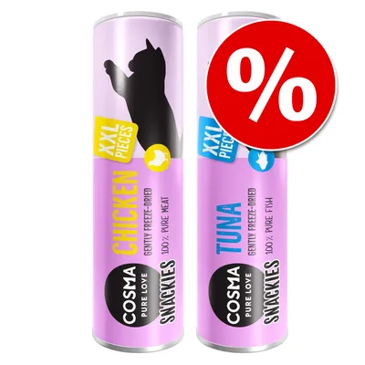 Blandat sparpack Cosma Snackies XXL - 3 x Kyckling & 2 x Tonfisk