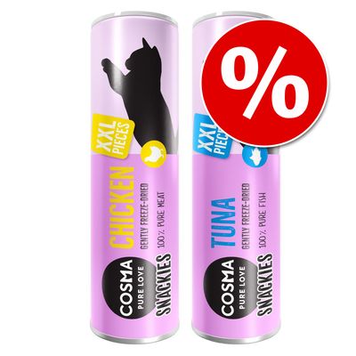 Blandat sparpack Cosma Snackies XXL 3 x Kyckling & 2 x Tonfisk