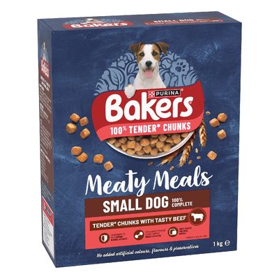 Bakers Adult Small Dog Meaty Meals Tender Chunks with Tasty Beef Multibuy: 5 x 1kg
