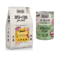 MAC´s Kombi-Paket: 12 x 400 g Nassfutter + 2 x 1,5 kg Superfood Trockenfutter   - 12 x 400 g Ente, Pute, Huhn + 2 x 1,5 kg Adult Ente, Pute & Huhn 
