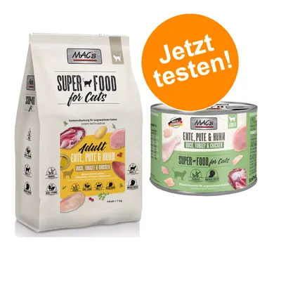 MAC's Superfood for Cats Adult, Ente, Pute & Huhn. Trockenfutter 7kg und Nassfutterdose. Jetzt testen!