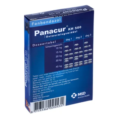 Panacur Hond / Kat 500 mg - Dubbelpak: 2 x 10 tabletten