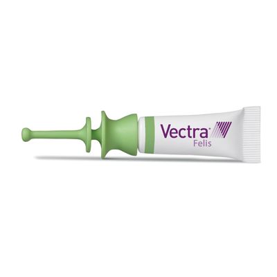 Pipette avec embout vert, texte visible : Vectra Felis