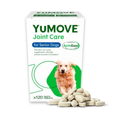 YuMOVE Joint Care for Senior Dogs, 120 tasty tablets. UK's no.1 joint supplement, clinically proven to work in 6 weeks. Contains ActivEase green lipped mussel.
