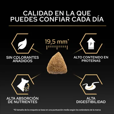 Tamaño de croqueta 19,5 mm, sin colorantes, alto contenido de proteínas, alta absorción de nutrientes y alta digestibilidad según la imagen. Tamaño de croqueta 19,5 mm, sin colorantes, alto contenido de proteínas, alta absorción de nutrientes y alta digestibilidad según la imagen.